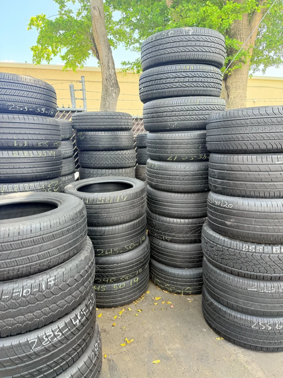 Stacks of tires outdoors